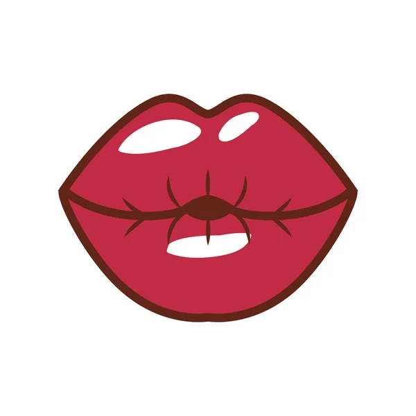 Labios rojos dando beso con brillante — Vector de stock