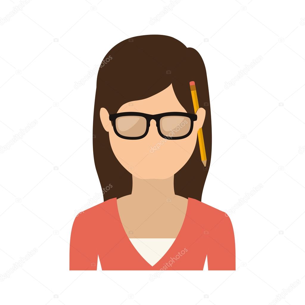 half body woman with glasses and jacket