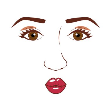 kadın yüzü açık gözleri ve bir öpücük vererek