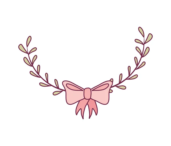 Leaves wreath with ribbon icon — Διανυσματικό Αρχείο