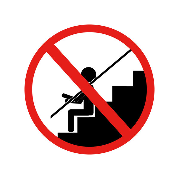 Запретный знак сидя на лестнице
