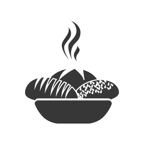 Silhouette basket with hot bread — Stockový vektor