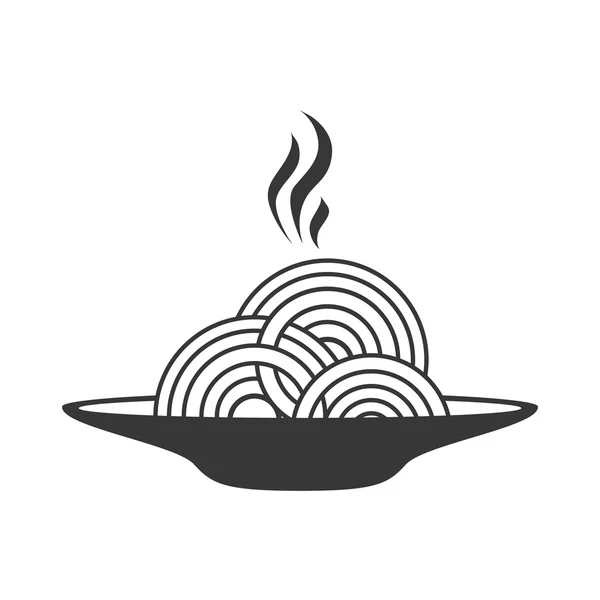 Silhouette Gericht mit heißen Spaghetti — Stockvektor