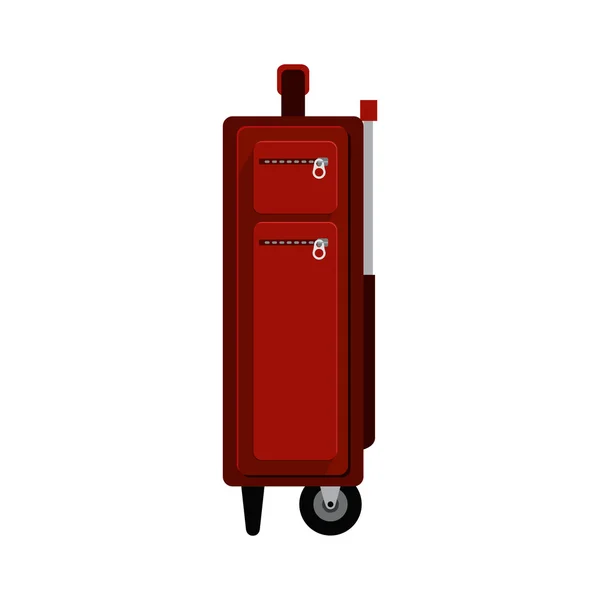 Valise de voyage rouge mince avec poignée et roues — Image vectorielle