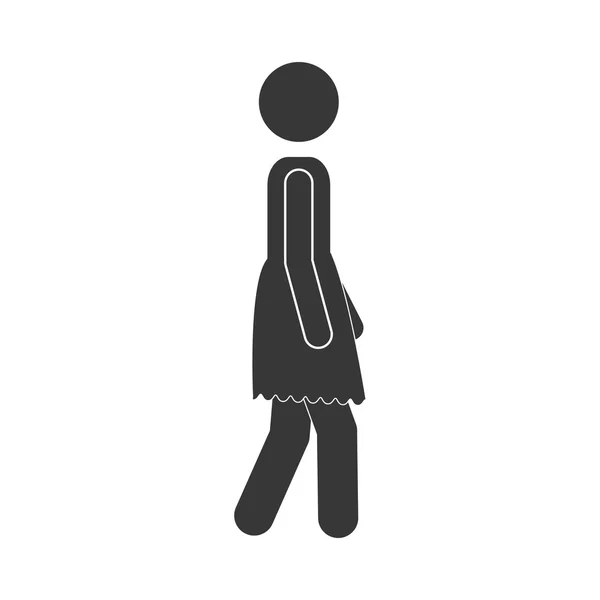 Silhouette profile with woman walking — ストックベクタ