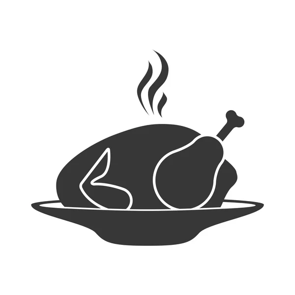 Plat de silhouette avec poulet chaud — Image vectorielle
