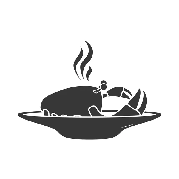 Plat de silhouette avec crabe chaud — Image vectorielle