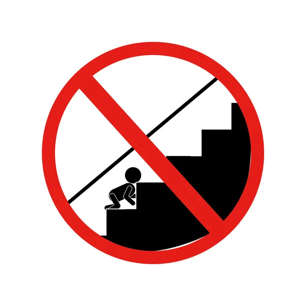 Ostrzeżenie zakazanych znak dzieci schody — Wektor stockowy