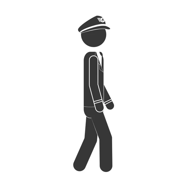 Silhouette captain pilot walking to the right side — Stockový vektor