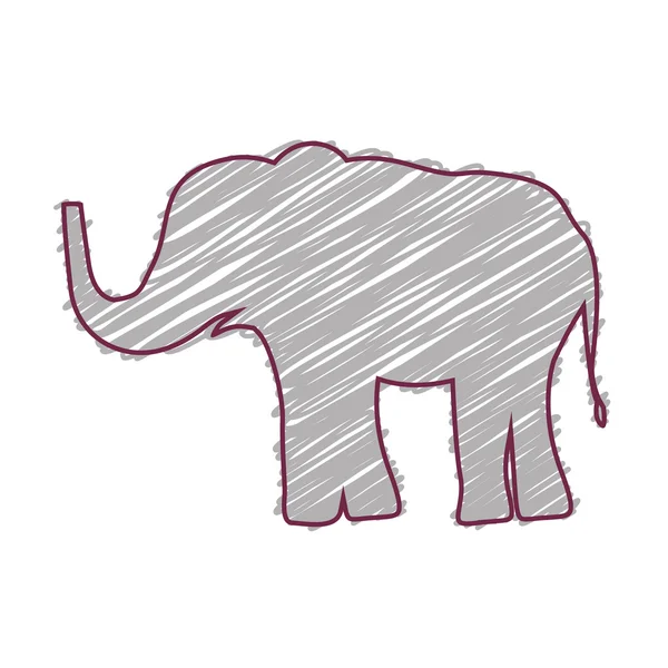 Renkli fil hayvanla birlikte siluet — Stok Vektör