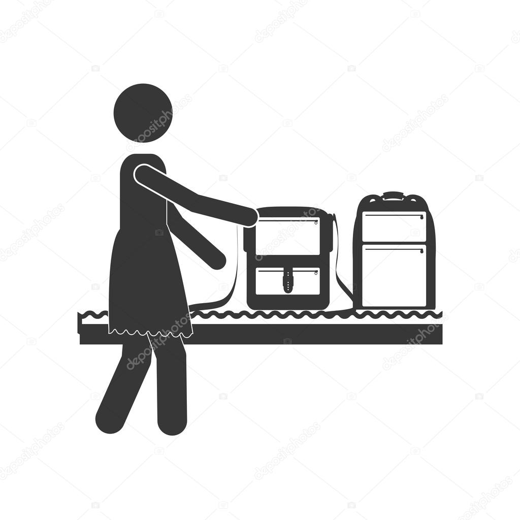 silhouette woman with luggage conveyor belt