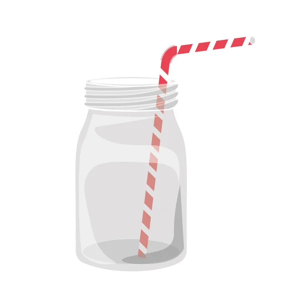 Mason jar with straw — Stock Vector