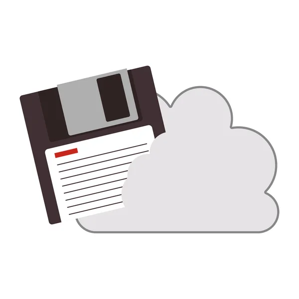 Nuage avec icône de disquette — Image vectorielle