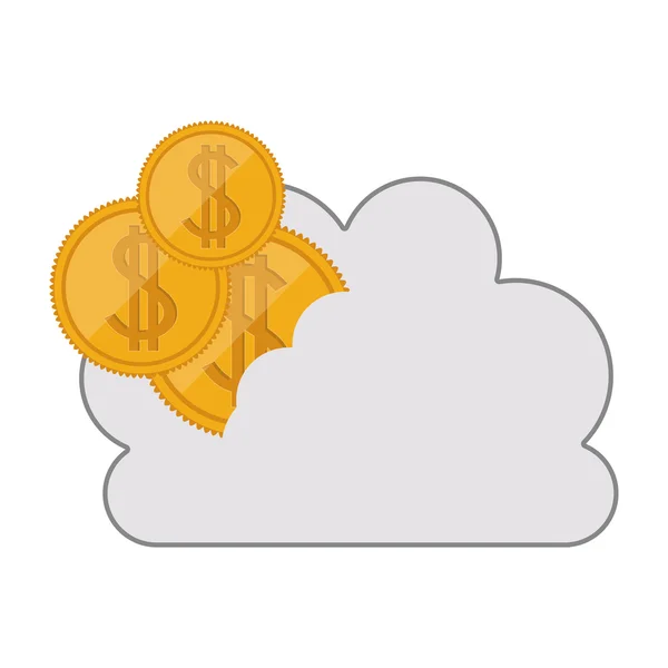 Nube con monedas de dinero icono — Archivo Imágenes Vectoriales
