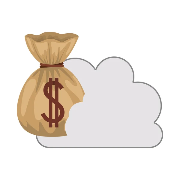 Cloud with money sack icon — Stockový vektor