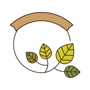 yeşil yaprakları ile dekoratif dairesel çerçeve