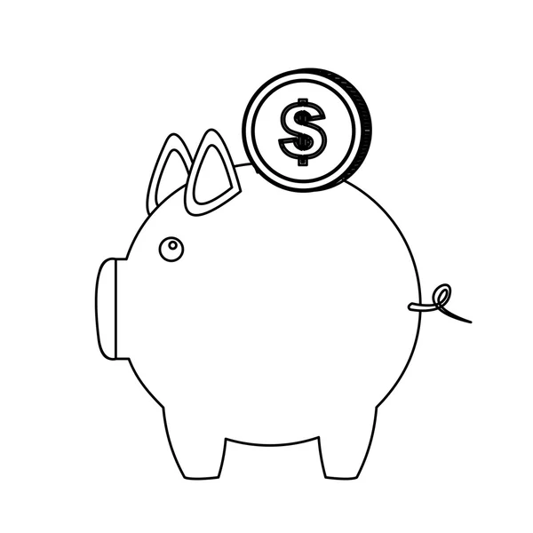 Piggy bank pictogramafbeelding — Stockvector