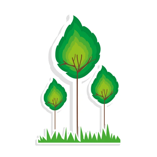 Gambar pohon dan ikon rumput - Stok Vektor