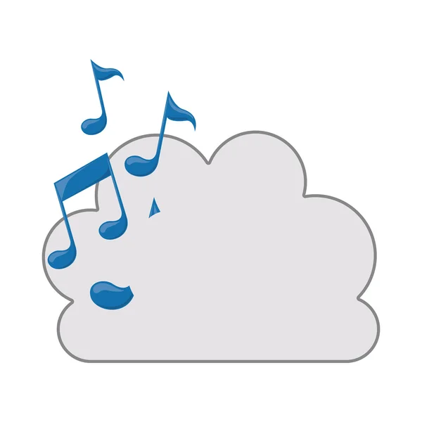 Cloud met muzieknoten pictogram — Stockvector