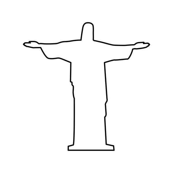 Christ the redeemer or corcovado sculpture icon image — Stock Vector