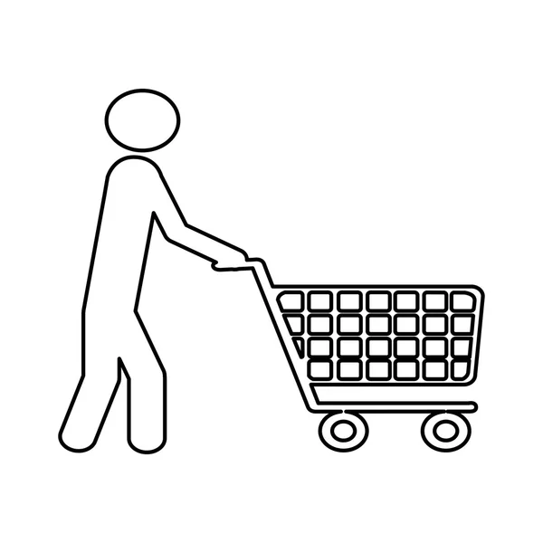 Shopping cart and man pictogram icon image — Stock vektor