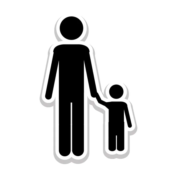 Gambar piktogram ikon ayah dan anak - Stok Vektor