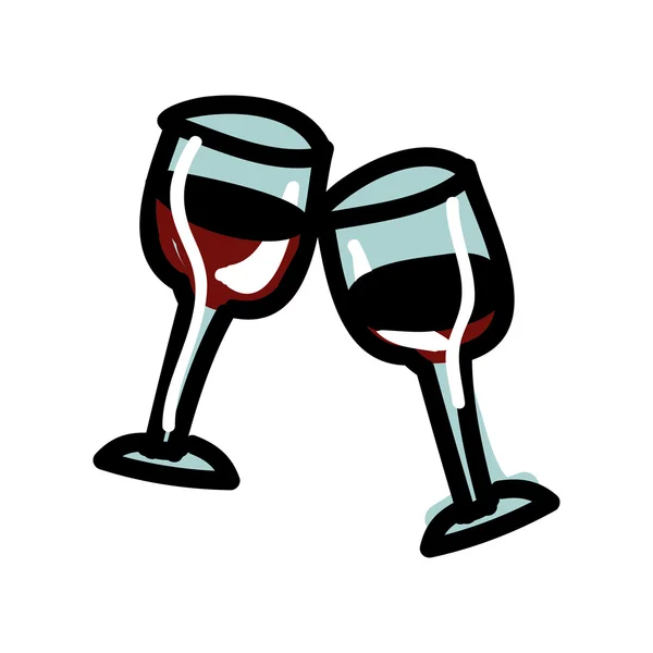 Copos de vinho imagem ícone dos desenhos animados — Vetor de Stock
