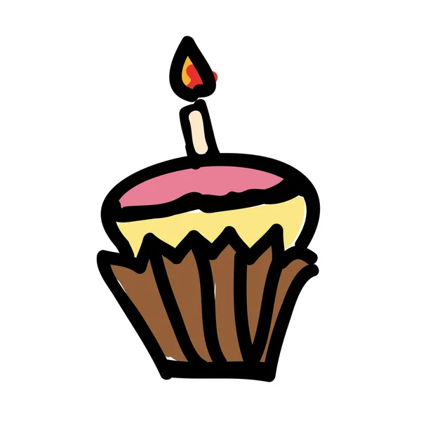 Cupcake with candle icon image — Stock Vector