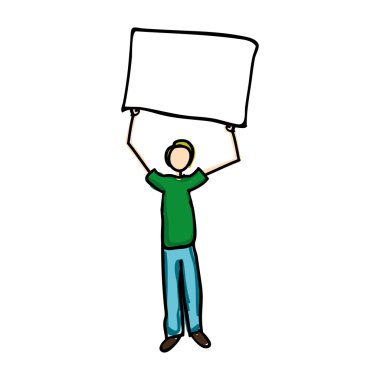 simge görüntüsünü adam holding boş işareti karikatür