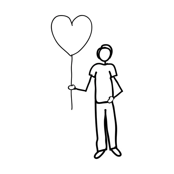 man holding heart balloon cartoon icon image - Stock Image - Everypixel