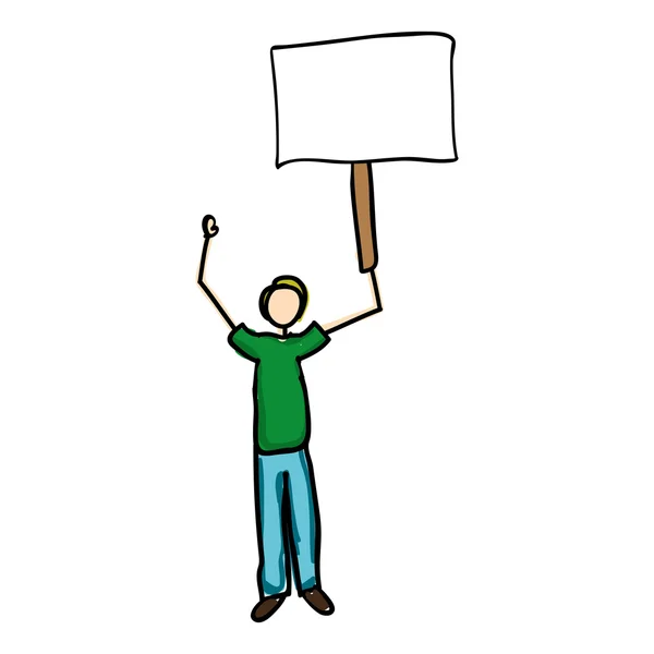 Man holding blank sign cartoon icon image — Stock vektor