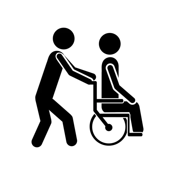 Personne en fauteuil roulant icône image — Image vectorielle