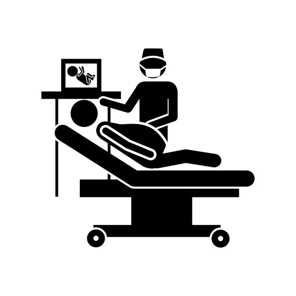 Вагітна жінка в лікарні іконка зображення — стоковий вектор