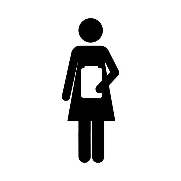 Mulher segurando clipboard ícone imagem — Vetor de Stock