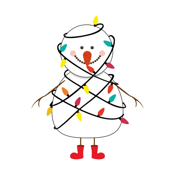Happy snowman cartoon icon image — Stock Vector