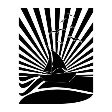 siyah ve beyaz tropikal günbatımı simge görüntüsü