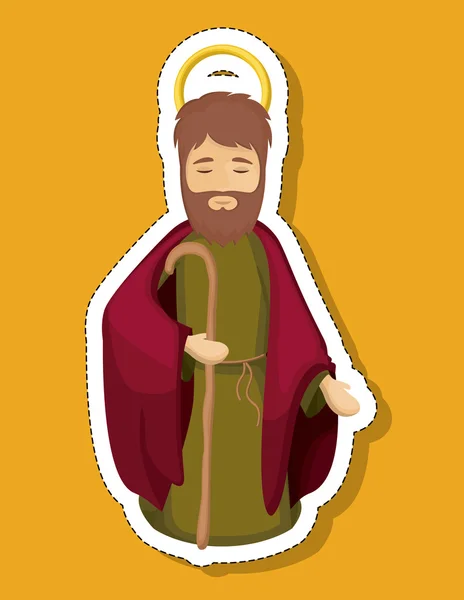 José de dibujos animados de diseño de noche santa — Vector de stock