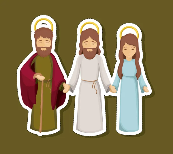 Jesus Maria e Joseph desenho animado —  Vetores de Stock