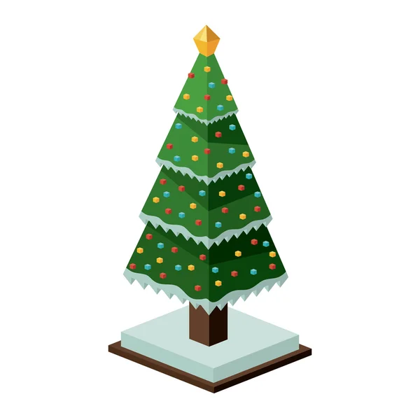 Isometric christmas pine tree design — Stock Vector