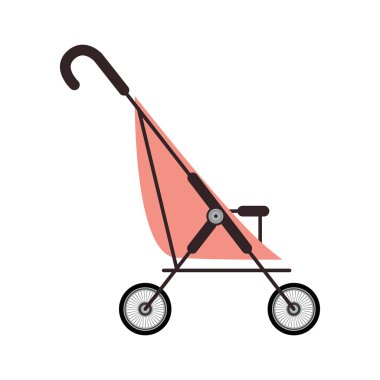 basit pembe bebek arabası ve tekerlekler