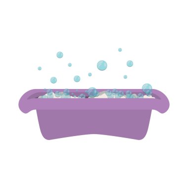 sabun köpüğü ile mor bebek küvet