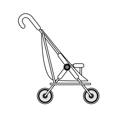 siluet basit bebek arabası ve tekerlekler