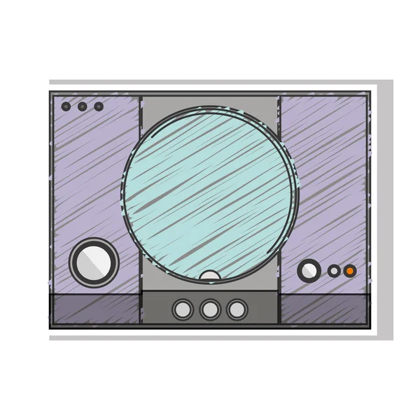 Consola de juegos a rayas de colores con botones — Vector de stock