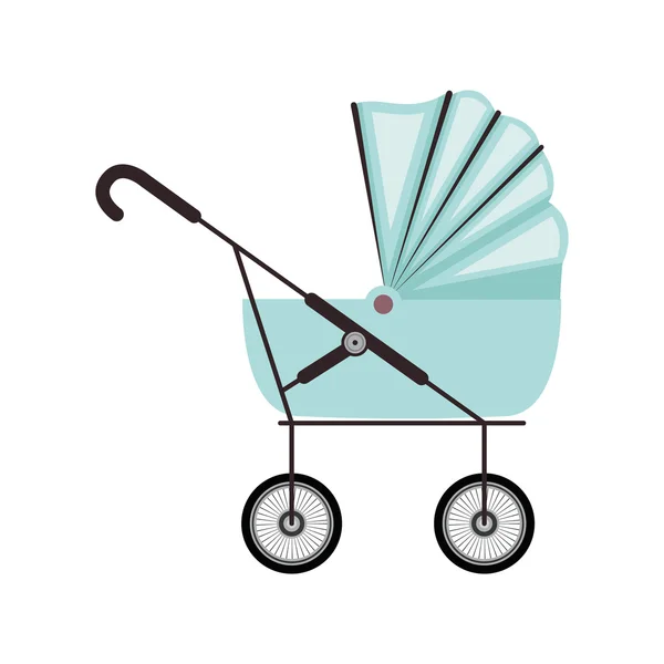 Söt baby vagn med blå mjuk topp — Stock vektor