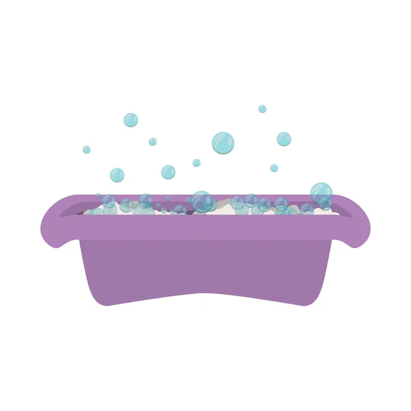 紫色婴儿浴缸与肥皂泡沫 — 图库矢量图片