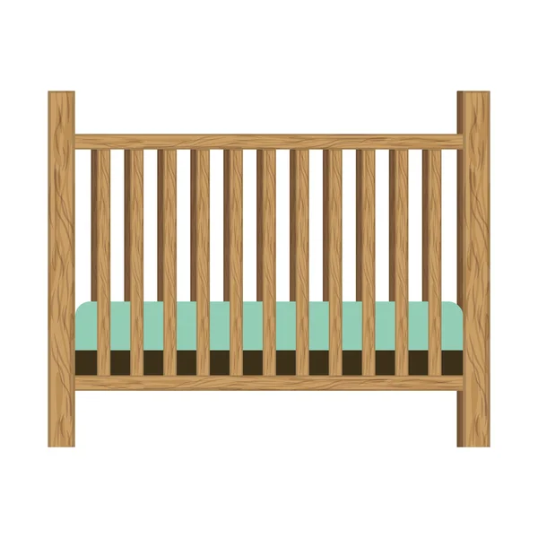 Baby crib with wood railing — Stock Vector