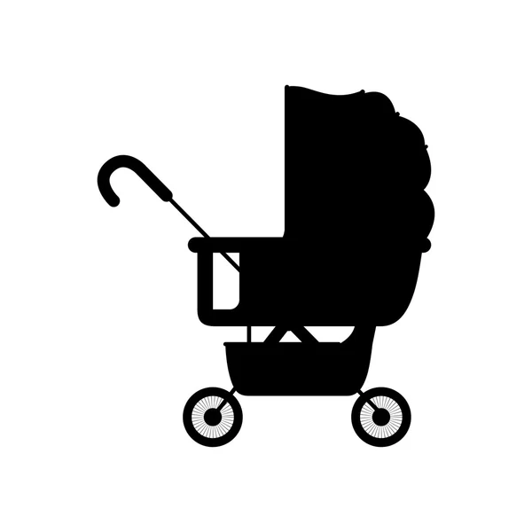 Chariot bébé silhouette noire avec layette — Image vectorielle