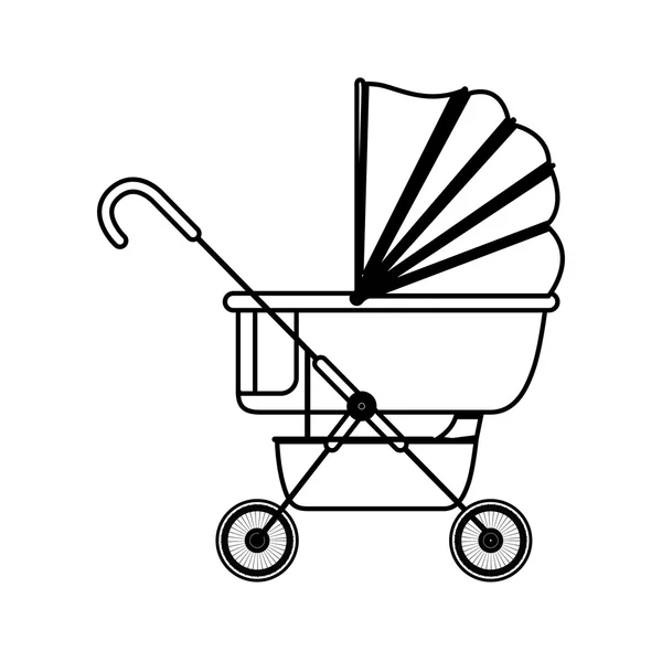 Silhueta bebê carruagem com layette — Vetor de Stock