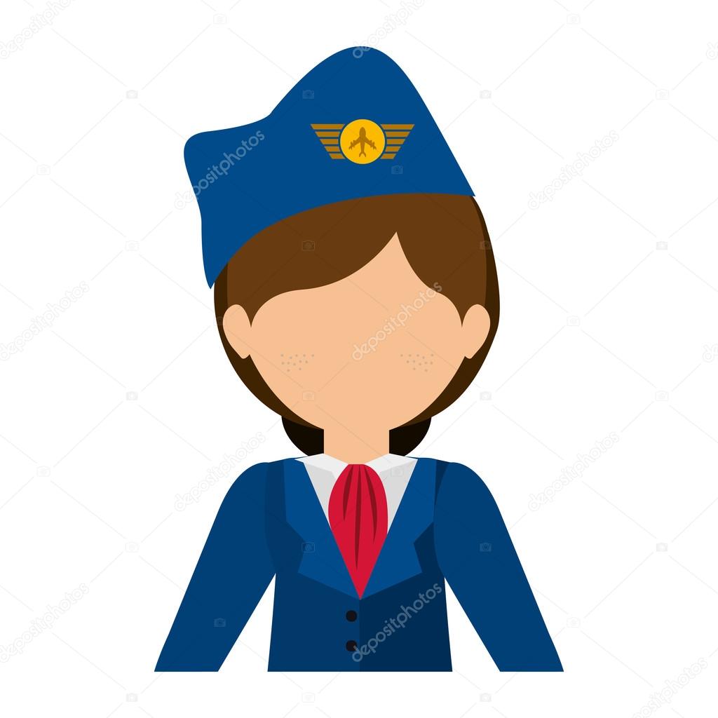 half body flight attendant with suit and hat