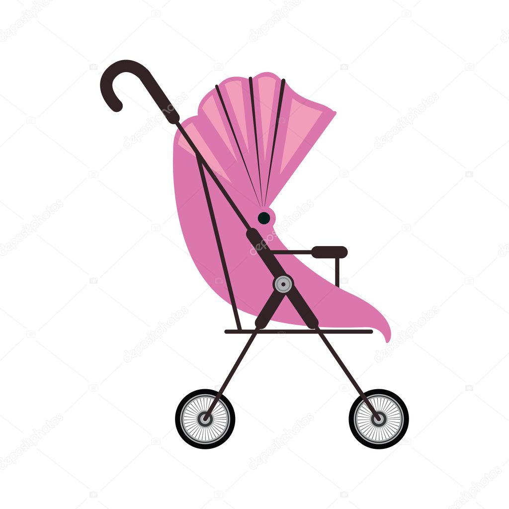 cute baby carriage with pink soft top